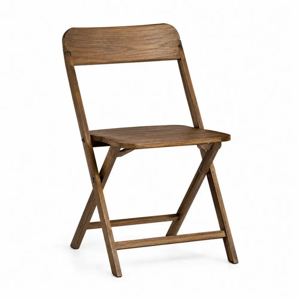 Silla plegable de comedor de madera maciza de acacia marrón natural con asiento y respaldo rígidos 45 x 52 x 82 cm