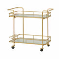 Carrito de bar rectangular con 2 estantes de vidrio templado acero inoxidable dorado transparente negro 80 x 40 x 85 cm