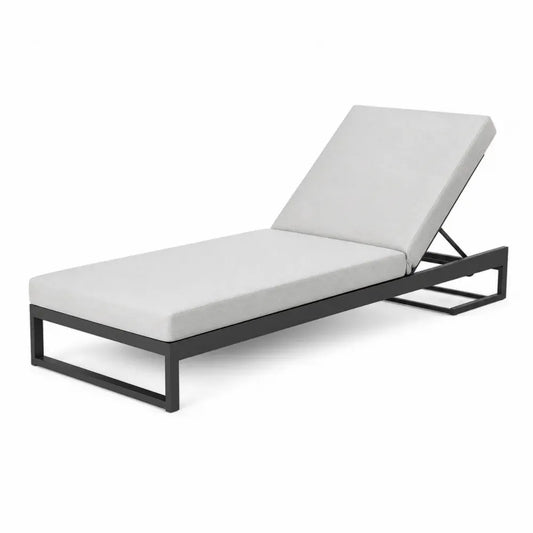 Tumbona reclinable de exterior acero textilene beige y negro 200 cm x 70 cm x 35 cm con respaldo ajustable