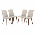 Set de 4 sillas de comedor tapizadas en tela beige con respaldo alto y patas de madera marrón 45 x 55 x 90 cm