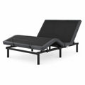 Cama articulada ajustable de metal con tapizado textil gris estructura negra somier regulable eléctrica o manual diseño 90x200 cm aproximado