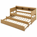 Cama nido rectangular con cabecero con estantes somier de listones tablero de partículas roble natural 90 x 200 cm